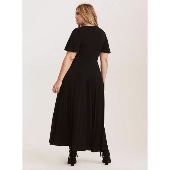 Torrid Womens Plus 3X Maxi Studio Knit Dress Flutter Sleeve V Neck - Picture 3 of 9